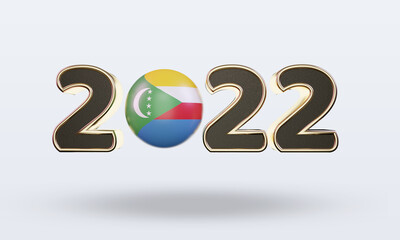3d text 2022 Comoros flag rendering front view