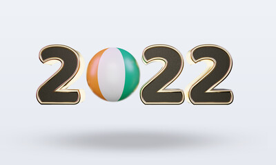 3d text 2022 Cote dIvoire flag rendering front view