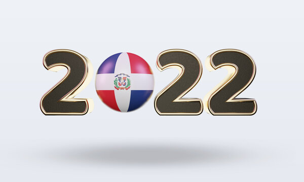 3d text 2022 Dominican Republic flag rendering front view