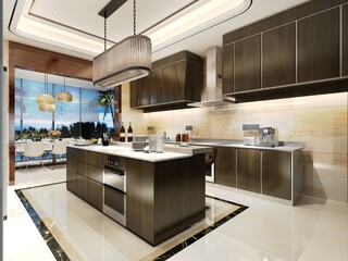 3d render home kitchen