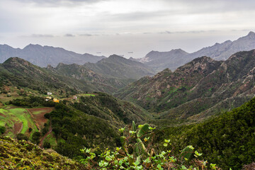 Mountains and valleys of Anaga, Tenerife, Canary Islands. A cloudy day