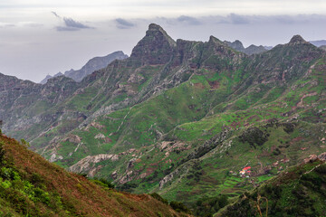 Mountains and valleys of Anaga, Tenerife, Canary Islands. A cloudy day