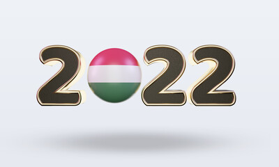 3d text 2022 Hungary flag rendering front view