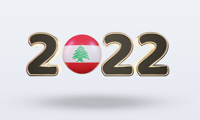 3d text 2022 Lebanon flag rendering front view