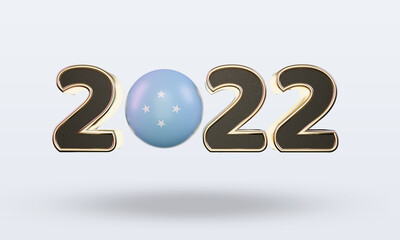 3d text 2022 Micronesia flag rendering front view