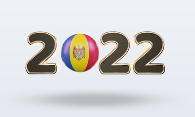 3d text 2022 Moldova flag rendering front view