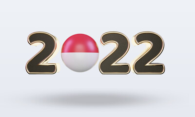 3d text 2022 Monaco flag rendering front view