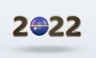 3d text 2022 Nauru flag rendering front view