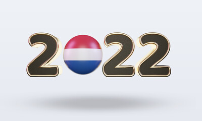 3d text 2022 Netherlands flag rendering front view