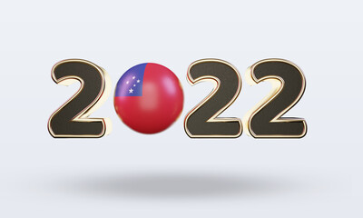 3d text 2022 Samoa flag rendering front view