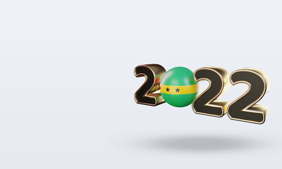 3d text 2022 Sao Tome and Principe flag rendering right view