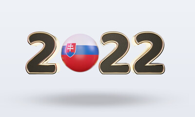 3d text 2022 Slovakia flag rendering front view