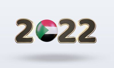 3d text 2022 Sudan flag rendering front view