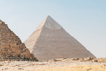 Fototapeta na wymiar landscape of giza plateau with pyramids at background