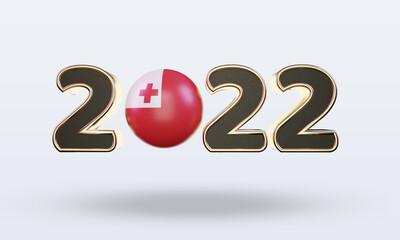 3d text 2022 Tonga flag rendering front view