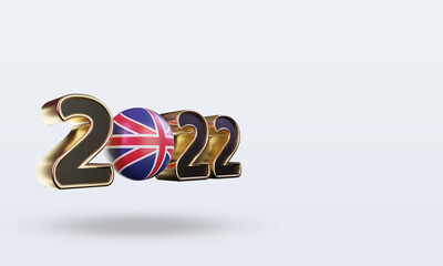 3d text 2022 United Kingdom flag rendering left view