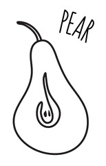 Pear hand drawn with thin line isolated on white background