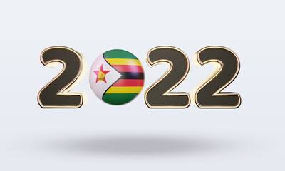 3d text 2022 Zimbabwe flag rendering front view