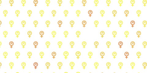 Light Yellow vector backdrop with women power symbols.
