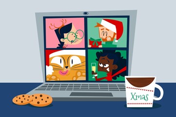 online christmas celebration vector design illustration