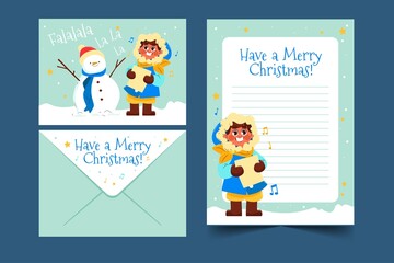 hand drawn christmas stationery template vector design illustration
