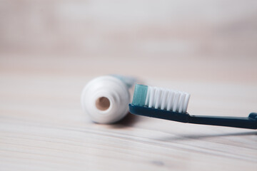 toothpaste and brush on the table