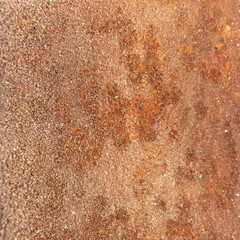 The metal is rusty covered with frost. Winter, frost.