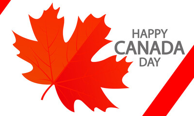 Canada National Flag Day with Red Maple Leaf, vector art illustration.