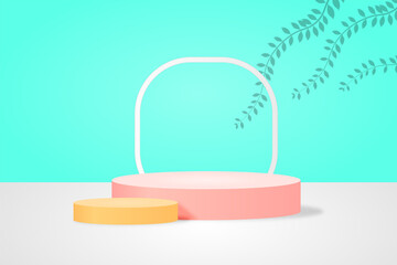 Shiny studio background with product display podium