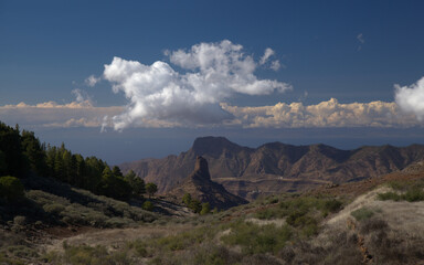 Gran Canaria, landscape of the central part of the island, Las Cumbres, ie The Summits, 
Caldera de Tejeda in geographical center of the island