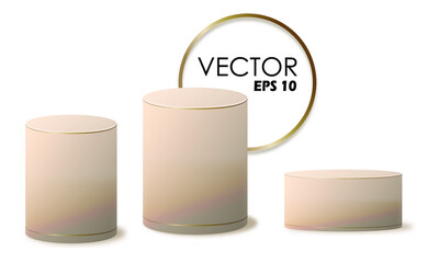 Abstract minimal geometric platform. Vector 3d  podium. Stand to show cosmetic products. Stage showcase on pedestal modern beige pastel 