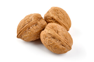 Walnuts, isolated on white background.