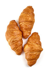Fresh croissants, isolated on white background.