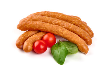 Dried sausages, isolated on white background. High resolution image.