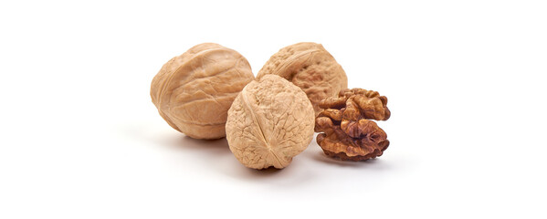 Walnuts, isolated on white background.