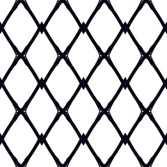 Fototapeta premium Paint brush argyle seamless pattern. Freehand design classic geometric ornament. Diamond motif geo background. Trendy handdrawn print