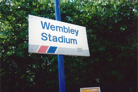The sign at Wembley Stadium station in London, UK in 2000