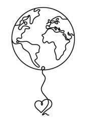 Globe as line drawing on white background. Vector
