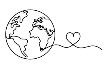 Globe as line drawing on white background. Vector