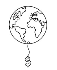 Globe as line drawing on white background. Vector