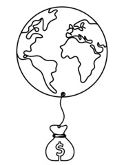 Globe as line drawing on white background. Vector