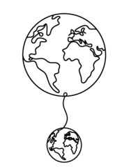 Globe as line drawing on white background. Vector