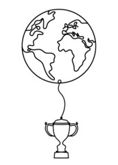 Globe as line drawing on white background. Vector