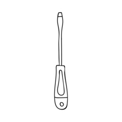Screwdriver doodle illustrations. Hand drawn screwdriver icon in vector. Doodle screwdriver icon in vector