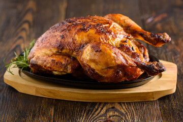 roast chicken on a hot plate
