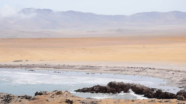 View of the coastline in Paracas National Park in Peru