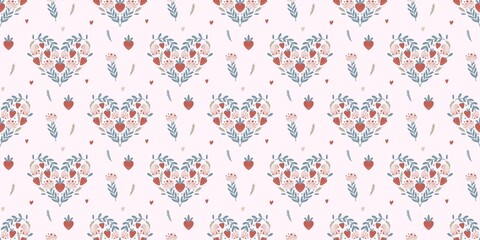 Cute hearts seamless vector pattern. Valentine's Day hand drawn background. Marker drawn different heart shapes and silhouettes. Hand drawn ornament.