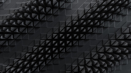 3d render, abstract black geometrical background with industrial texture, nano technology, modern wallpaper