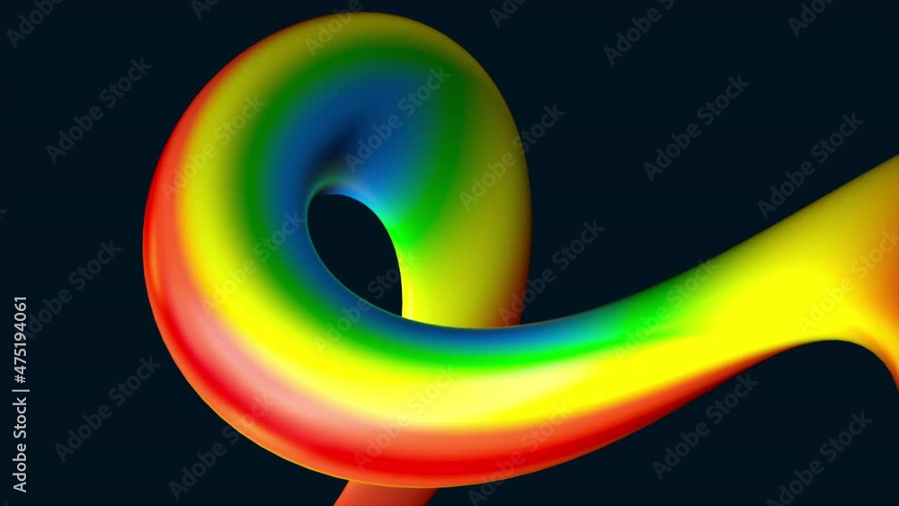 Aufkleber curved jet 3d render of elastic fluid with colorful gradient. plastic mold with polished sides and h