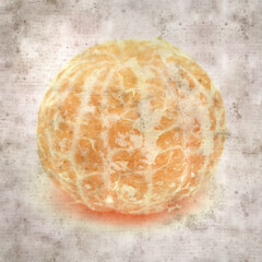 square stylish old textured paper background with small ripe satsuma mandarin
